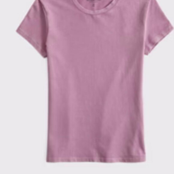 Abercrombie & Fitch Fitted Baby Tee | Lilac / Mauve | Soft Cotton - Picture 3 of 3